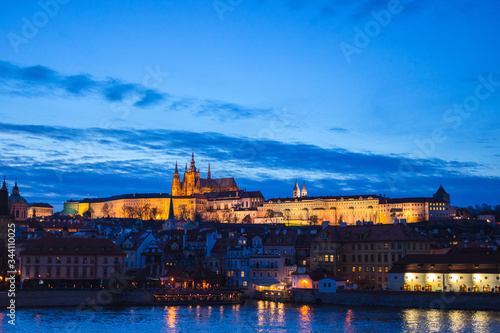 View from Charles Bridge with St. Vitus Cathedral, Night