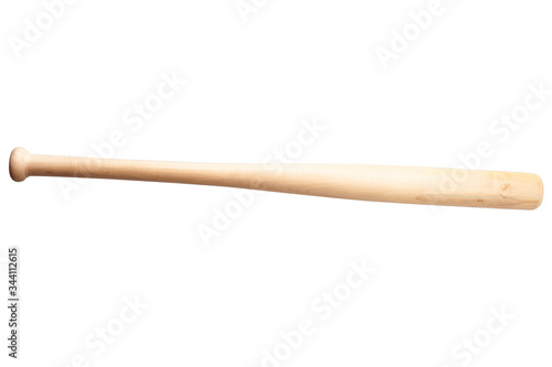 American pastime and sports equipment concept with wood baseball bat isolated on white background with clipping path cutout