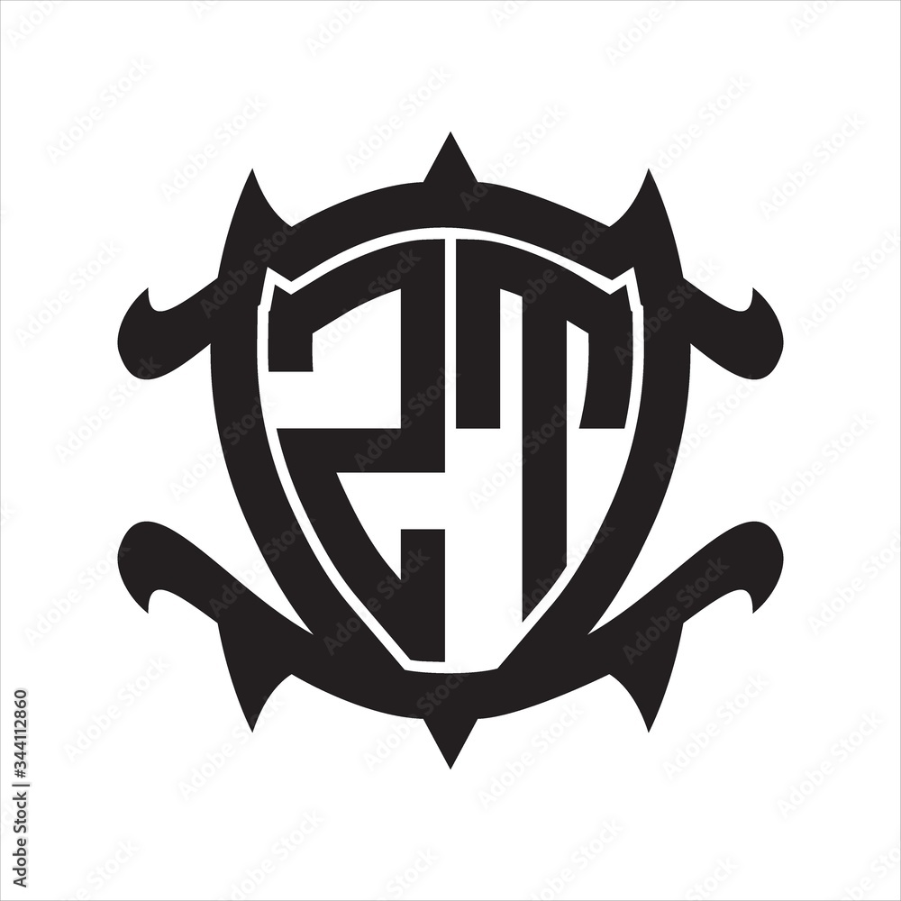 ZT Logo monogram isolated with frame shield shape design template ZT Logo monogram isolated with frame shield shape design template