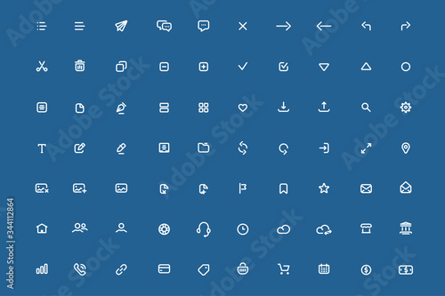 Set of minimal mobile application icons. Mobile app ui kits concept Illustration. Vector