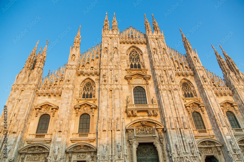 Duomo , Milan gothic cathedral at sunrise,Europe