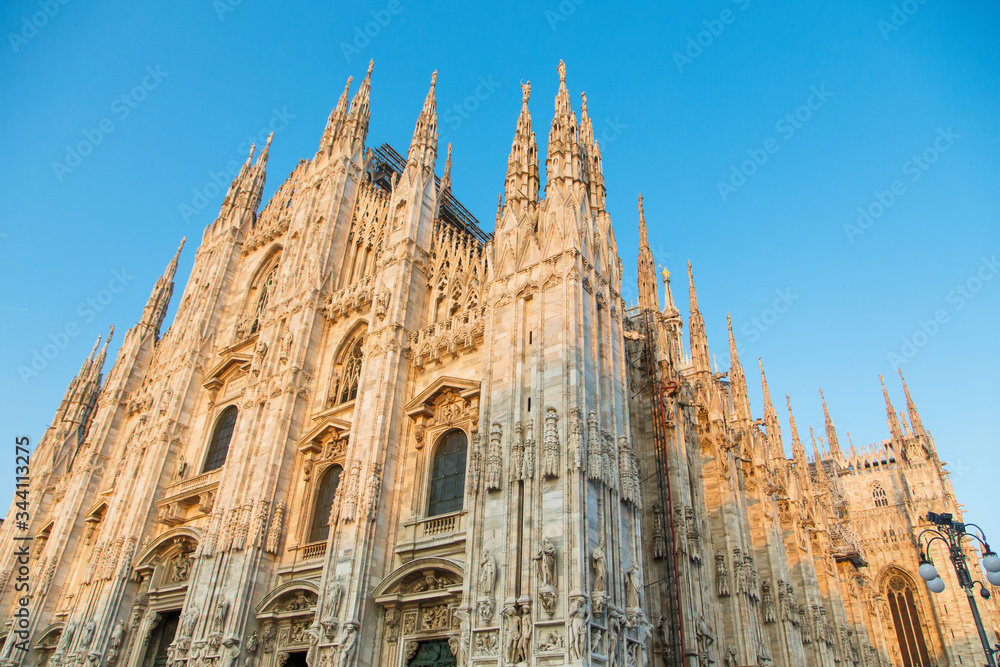 Duomo , Milan gothic cathedral at sunrise,Europe