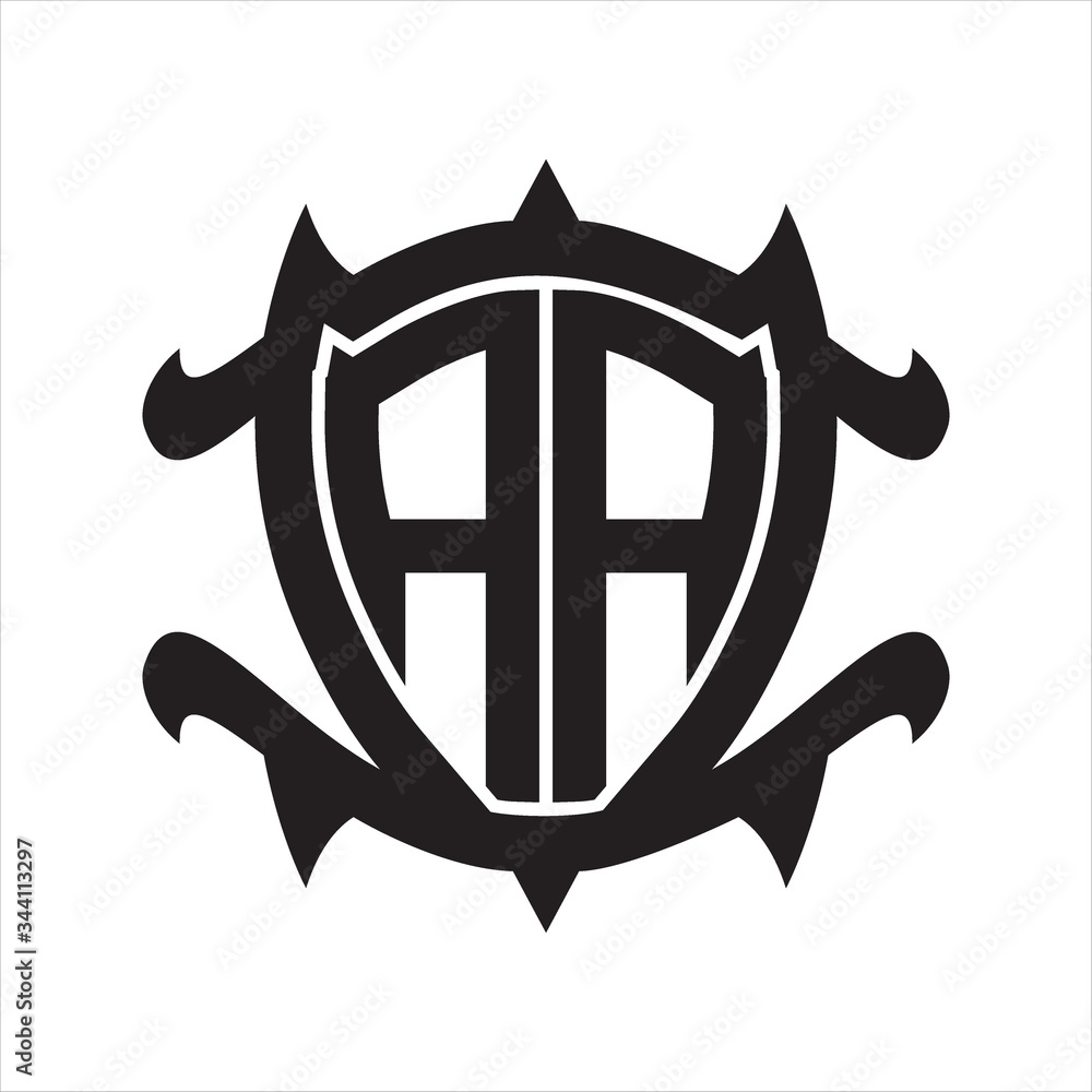 AA Logo monogram isolated with frame shield shape design template AA Logo monogram isolated with frame shield shape design template