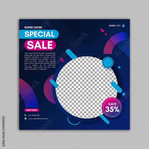 Sale social media post banner design template for business promotion