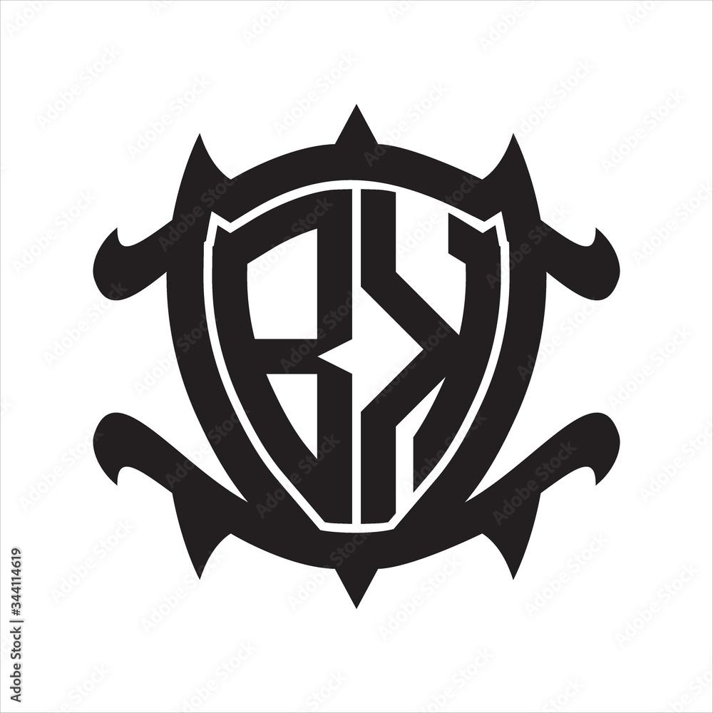 BK Logo monogram isolated with frame shield shape design template BK Logo monogram isolated with frame shield shape design template