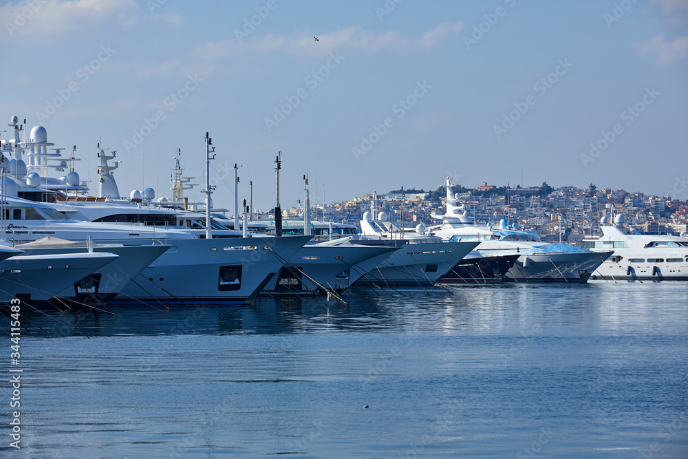yacht harbor , luxury summer cruise, sailboats in Montenegro, leisure time, active life, vacation and holidays concept