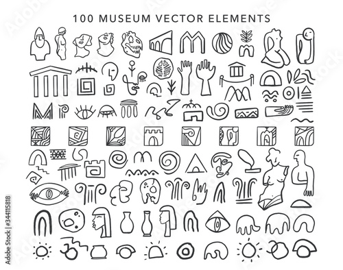 Museum vector elements. Art vector symbol set.