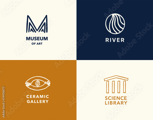 Logo set of Museum. Gallery vector collection.