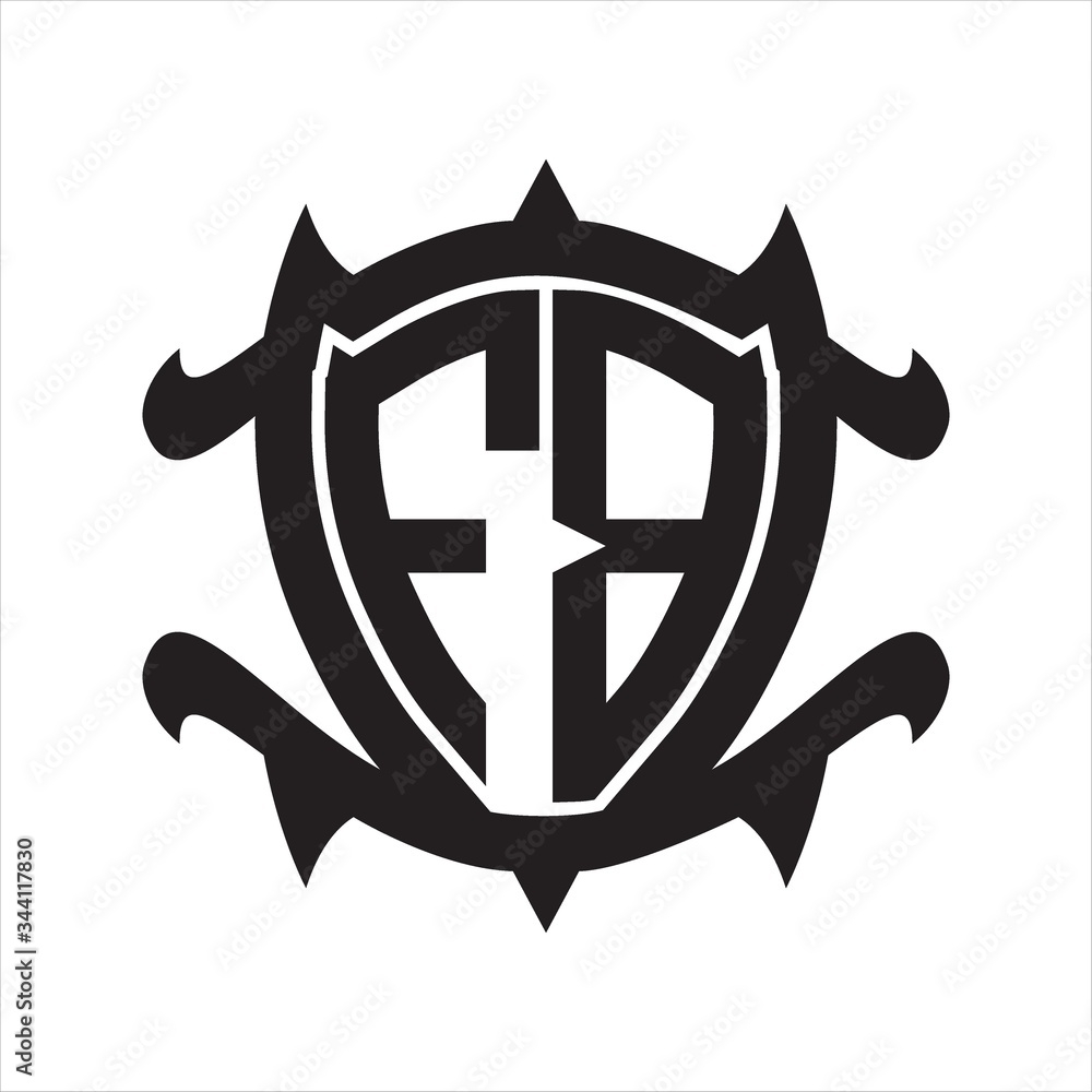 FB Logo monogram isolated with frame shield shape design template FB Logo monogram isolated with frame shield shape design template