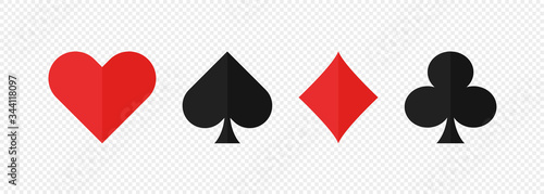 Pocer card suits set flat icon on white background. Vector isolated