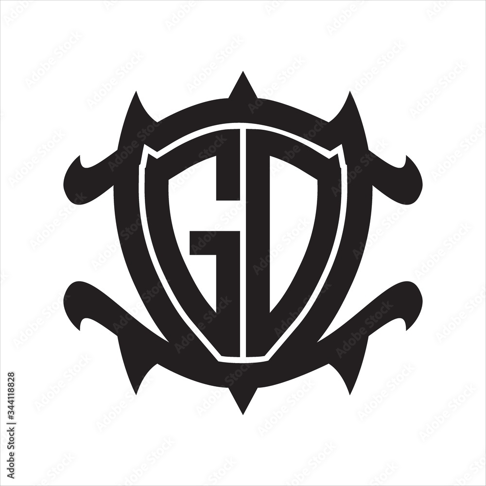 GD Logo monogram isolated with frame shield shape design template GD Logo monogram isolated with frame shield shape design template