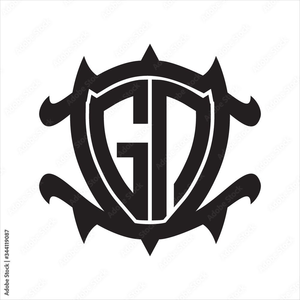 GN Logo monogram isolated with frame shield shape design template