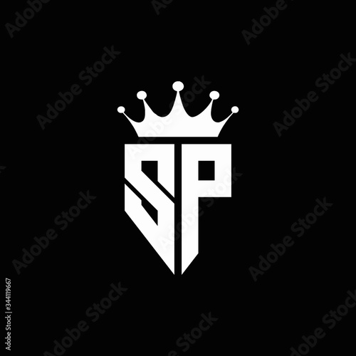 SP logo monogram emblem style with crown shape design template photo