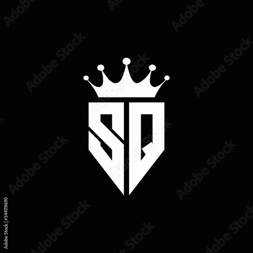 SQ logo monogram emblem style with crown shape design template photo