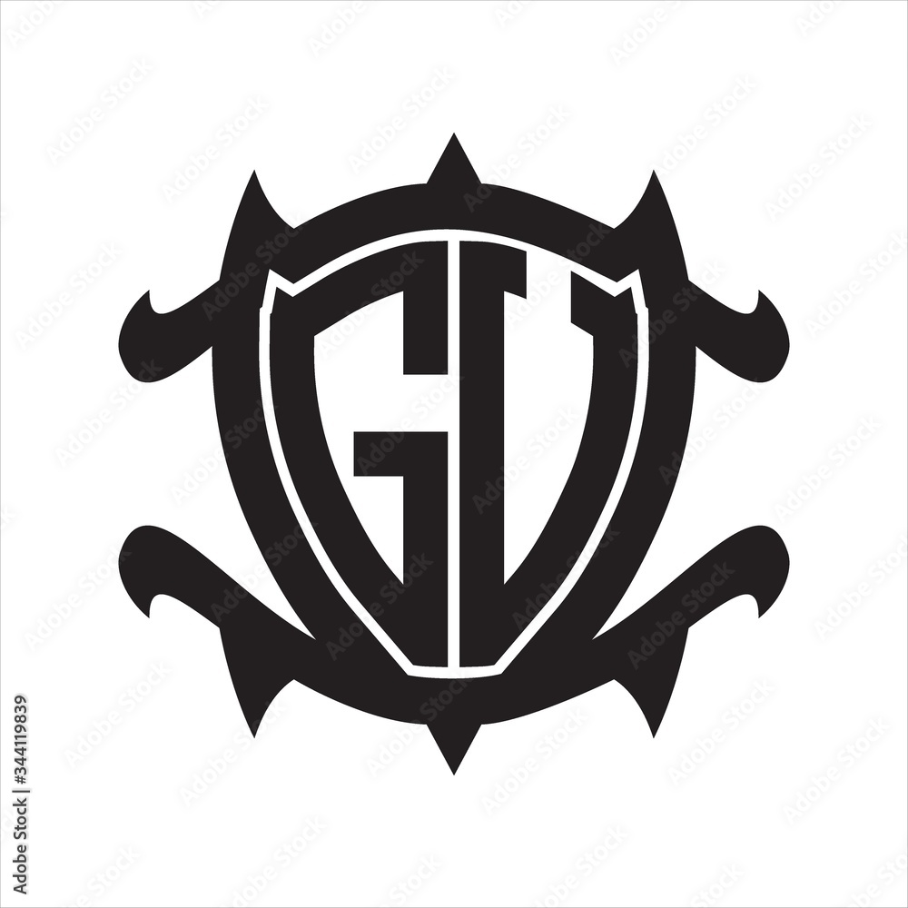 GV Logo monogram isolated with frame shield shape design template GV Logo monogram isolated with frame shield shape design template