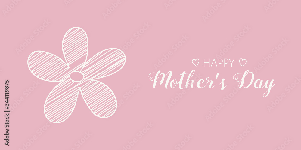 Happy Mother’s Day. Concept of a banner with cute flower and wishes. Vector
