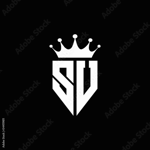 SU logo monogram emblem style with crown shape design template