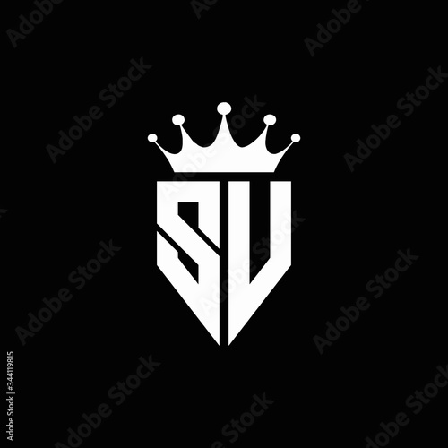SV logo monogram emblem style with crown shape design template