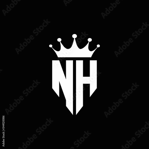 NH logo monogram emblem style with crown shape design template