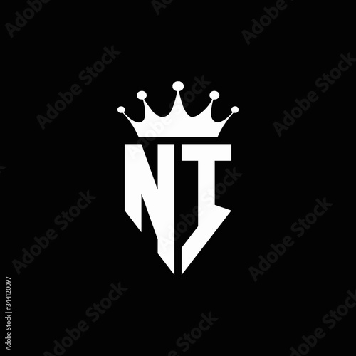 NI logo monogram emblem style with crown shape design template