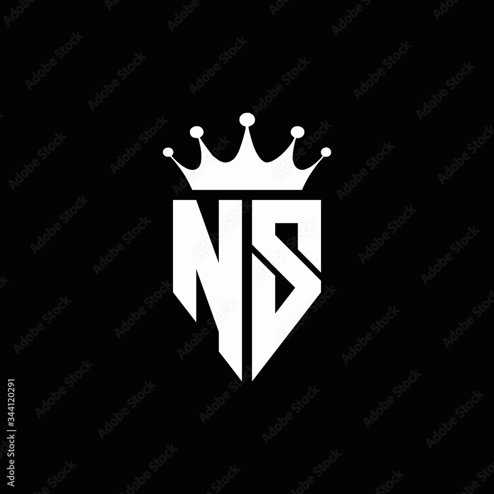 NS logo monogram emblem style with crown shape design template ...