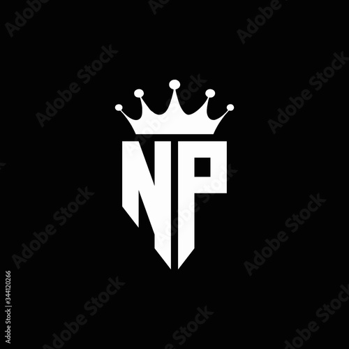 NP logo monogram emblem style with crown shape design template