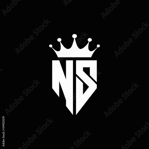 NS logo monogram emblem style with crown shape design template photo