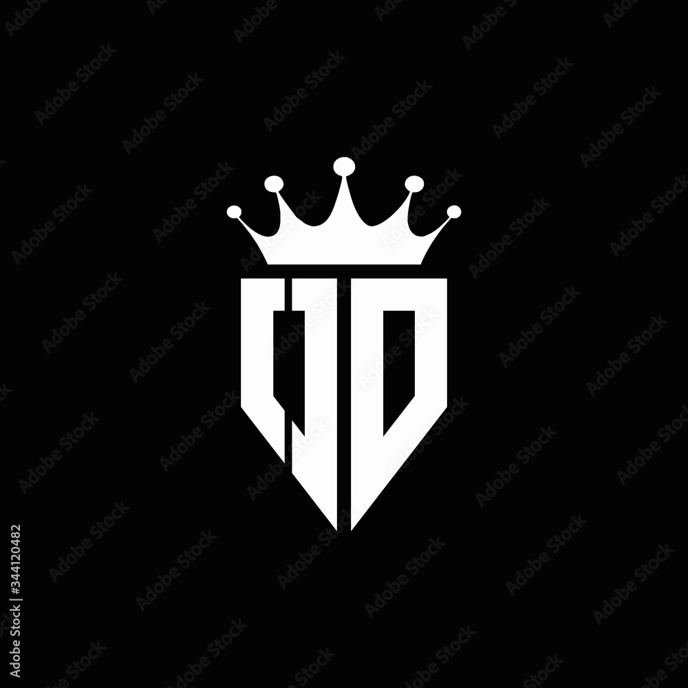 OD logo monogram emblem style with crown shape design template - obrazy, fototapety, plakaty 