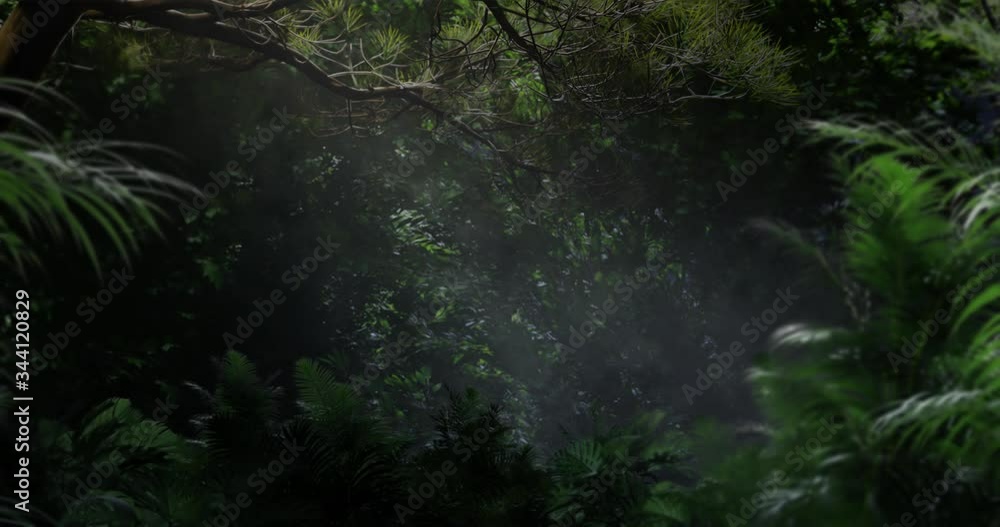 (Blue Screen) A 3D Rendition of Tropical Rainforest Environment with Fog and Rays, Easily Add Actor into the Scene with Provided Background and Foreground Layers, Best Use with Full Shot Recording (Blue Screen) A 3D Rendition of Tropical Rainforest Environment with Fog and Rays, Easily Add Actor into the Scene with Provided Background and Foreground Layers, Best Use with Full Shot Recording