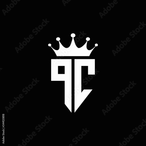 PC logo monogram emblem style with crown shape design template