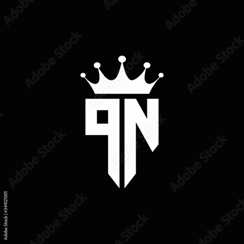 Vászonkép PN logo monogram emblem style with crown shape design template