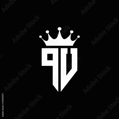 PU logo monogram emblem style with crown shape design template