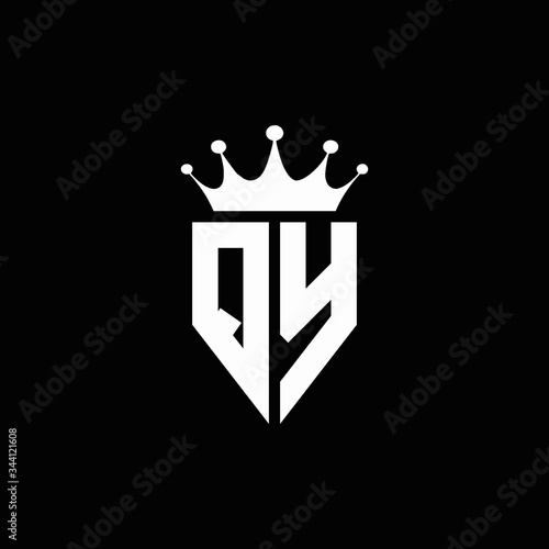 QY logo monogram emblem style with crown shape design template photo