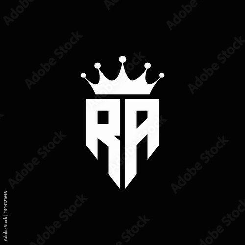 RA logo monogram emblem style with crown shape design template
