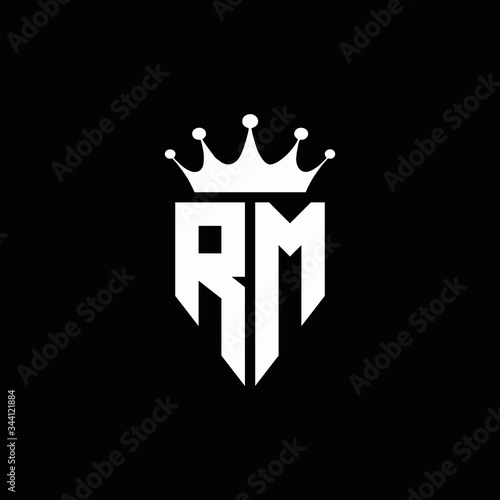 RM logo monogram emblem style with crown shape design template