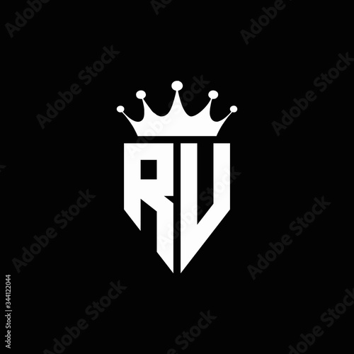 RV logo monogram emblem style with crown shape design template