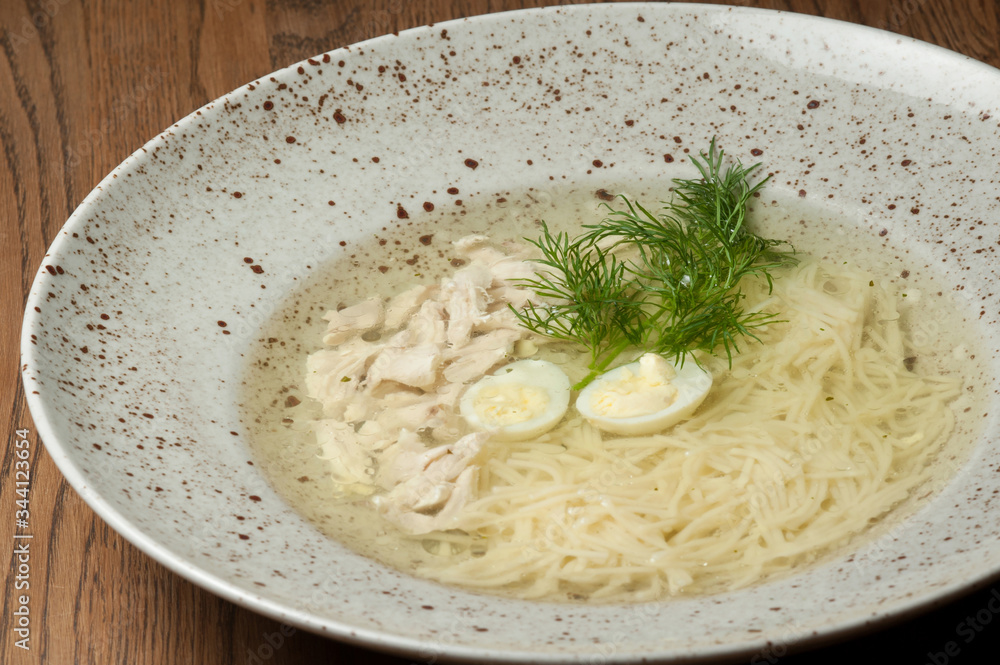 light chicken and quail egg soup
