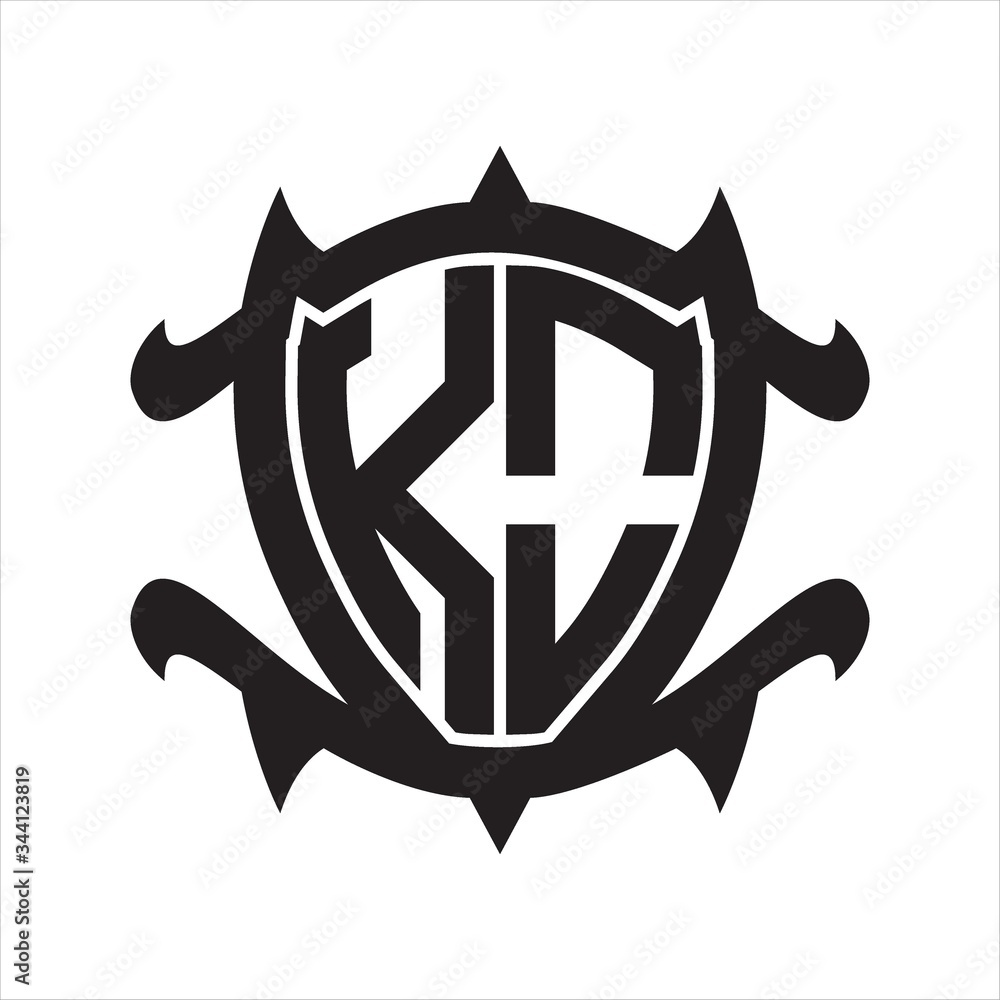 KO Logo monogram isolated with frame shield shape design template KO Logo monogram isolated with frame shield shape design template