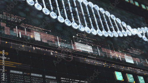 Obraz na plátně Futuristic holographic advance biomedical DNA sequence analysis diagnostic head