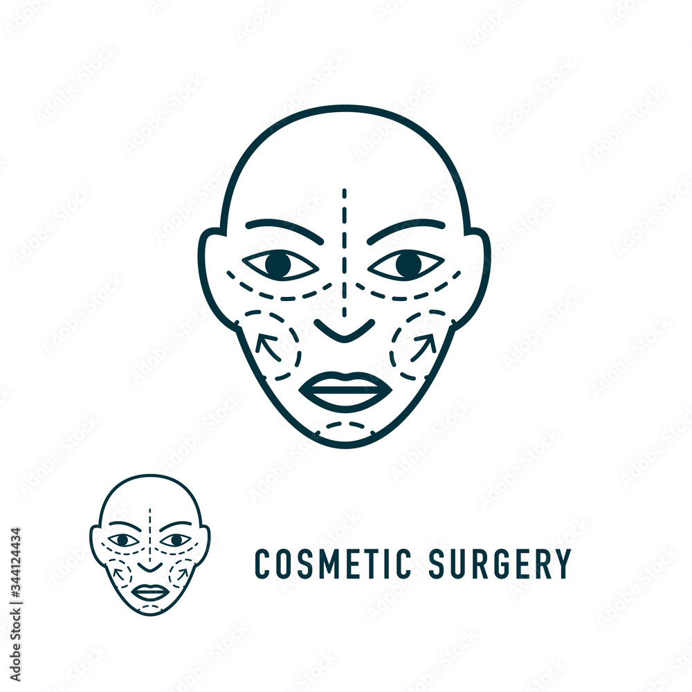 Cosmetic surgery line icon. Vector Face icon Cosmetic surgery line icon. Vector Face icon