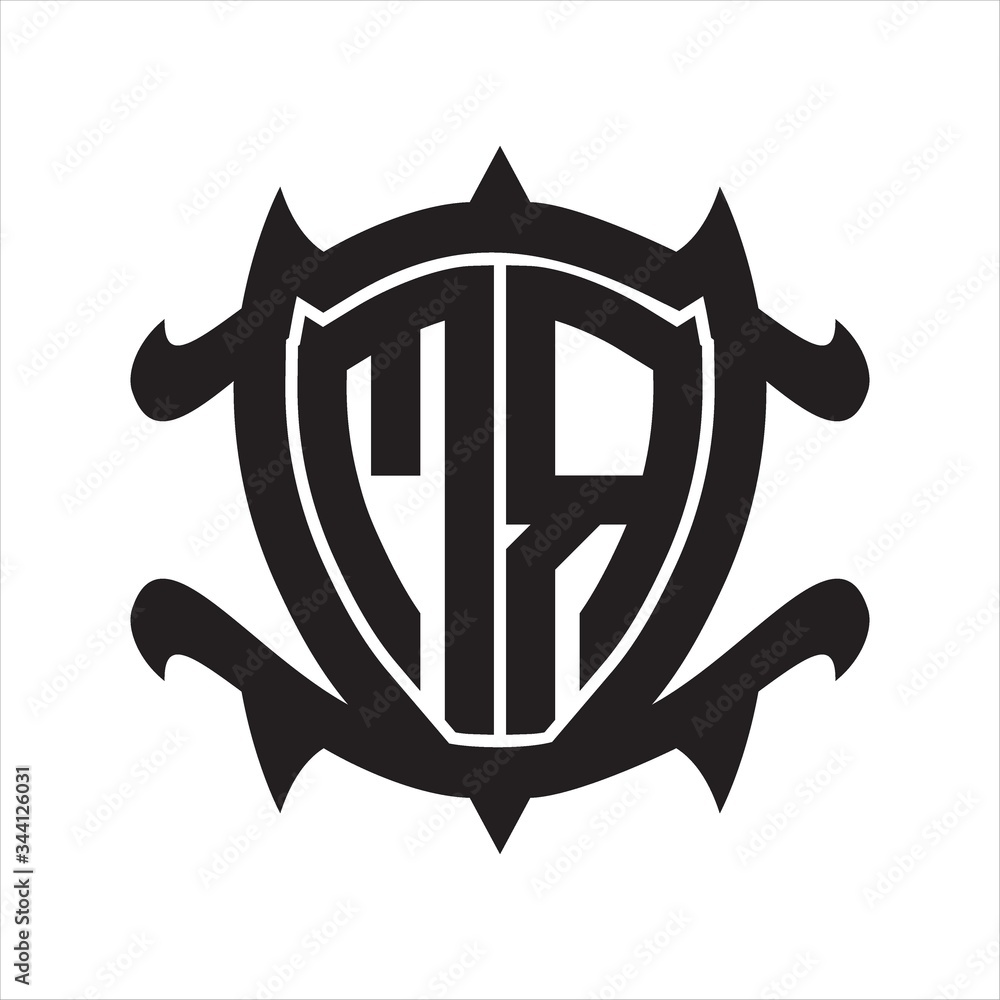 MR Logo monogram isolated with frame shield shape design template MR Logo monogram isolated with frame shield shape design template