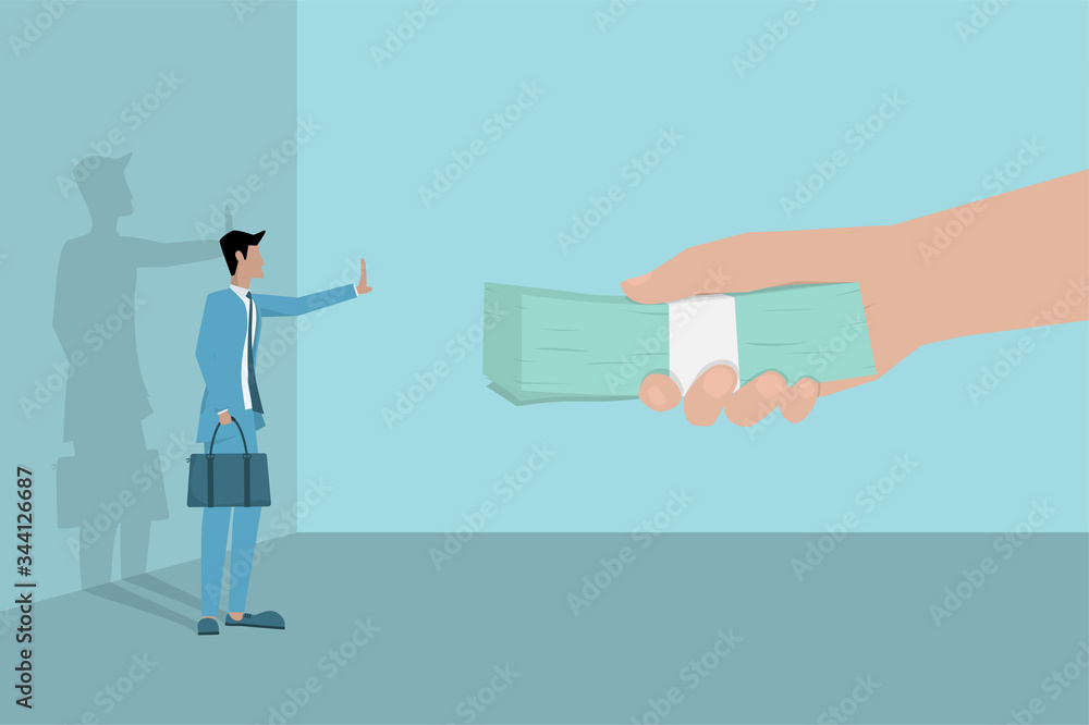 a businessman refuse the money, corruption concept a businessman refuse the money, corruption concept