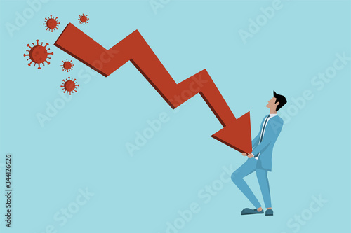 a businessman receiving the economy crisis, problem from coronavirus
