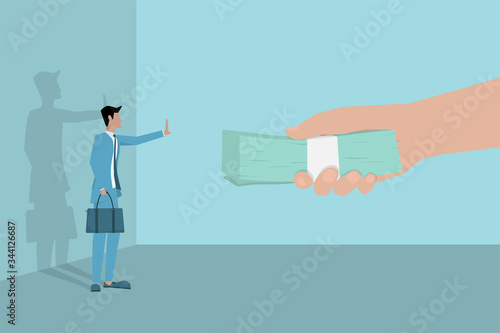a businessman refuse the money, corruption concept
