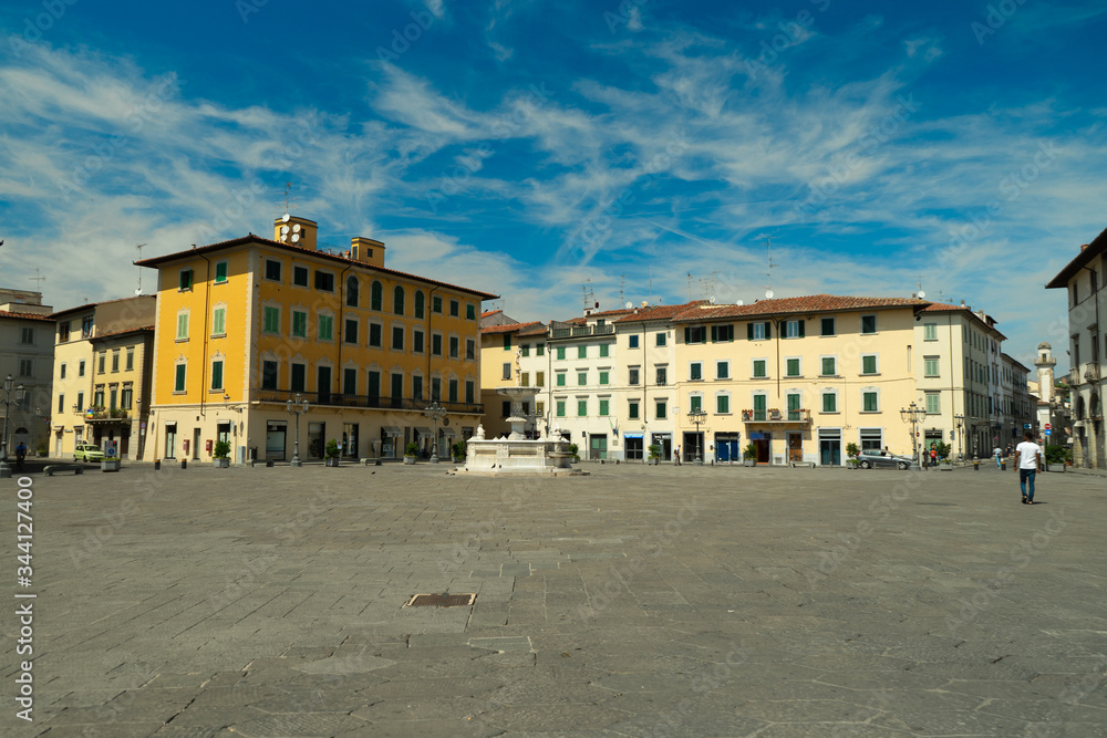 Square of Duomo in town center of Prato, Italy