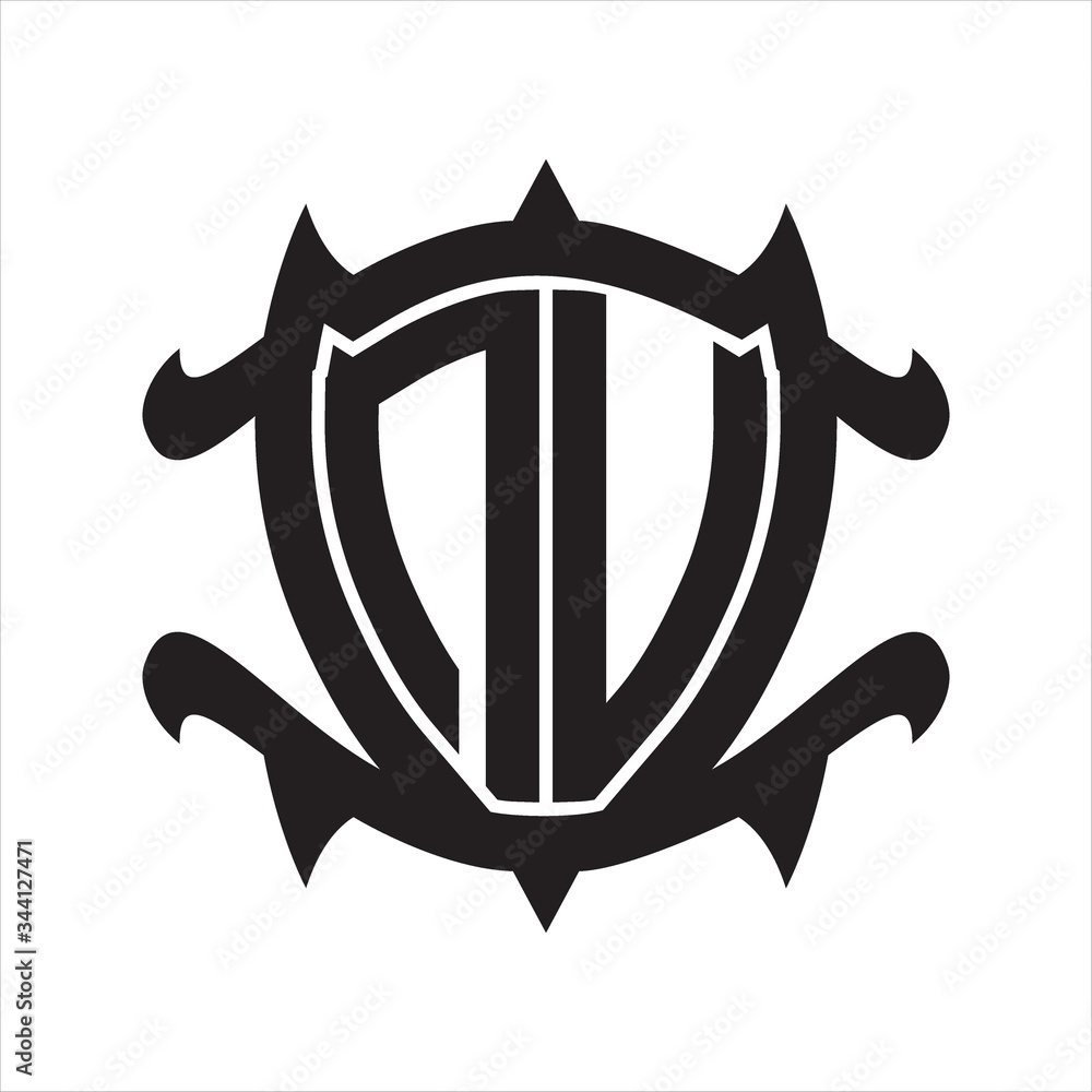 NU Logo monogram isolated with frame shield shape design template NU Logo monogram isolated with frame shield shape design template