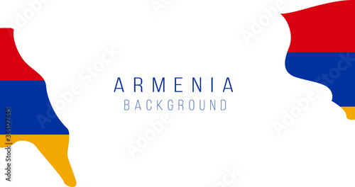 Armenia flag map background. The flag of the country in the form of borders. Stock vector illustration isolated on white background.