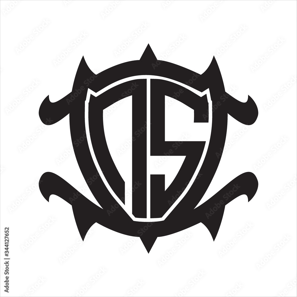 NS Logo monogram isolated with frame shield shape design template NS Logo monogram isolated with frame shield shape design template