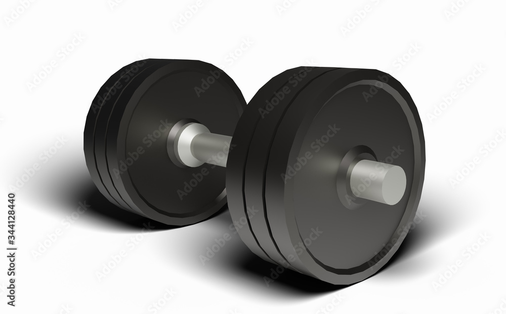 3D illustration of a dumbbell on white background - 3D rendering of a fitness object 3D illustration of a dumbbell on white background - 3D rendering of a fitness object