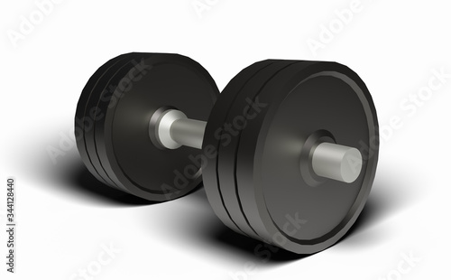 3D illustration of a dumbbell on white background - 3D rendering of a fitness object